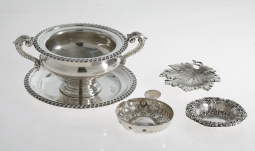 Juego de tres ceniceros en plata española, ley 916 y 925