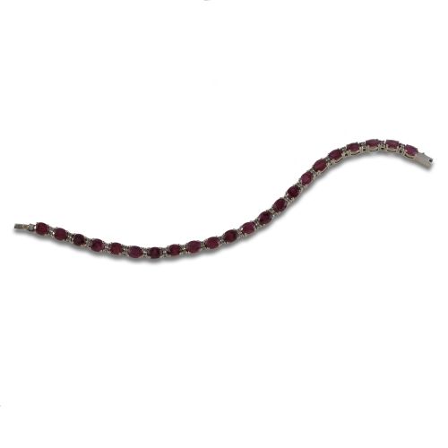 PULSERA DE ORO BLANCO CON RUBIES Y DIAMANTES