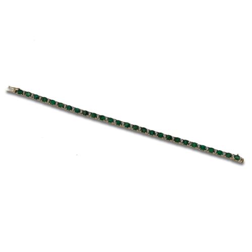 PULSERA DE ORO AMARILLO CON ESMERALDAS Y DIAMANTES