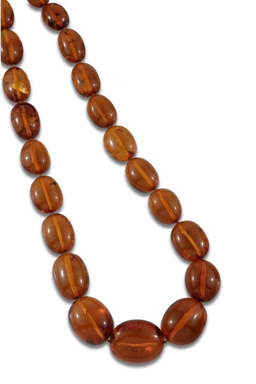 COLLAR DE CUENTAS DE ÁMBAR Y ORO