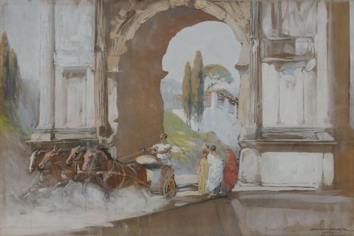 FRANCISCO HOHENLEITER Y CASTRO, "Romano cruzando un arco de