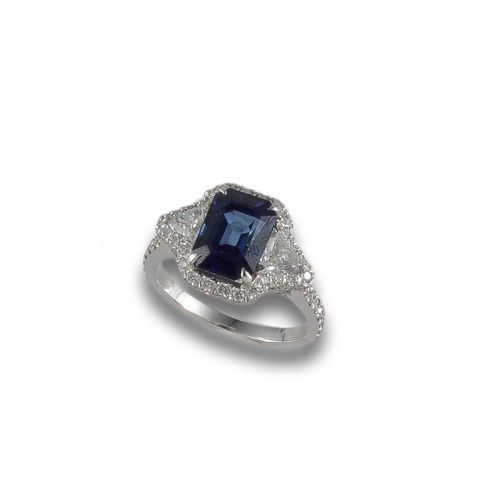 SORTIJA DE ORO, ZAFIRO Y DIAMANTES