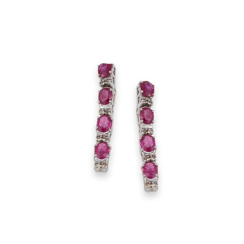 PENDIENTES DE ORO, RUBÍES Y DIAMANTES