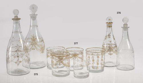 Dos frascas de cristal de La Granja, ffs.S.XVIII - XIX