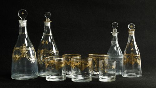 Dos frascas de cristal de La Granja, S.XIX