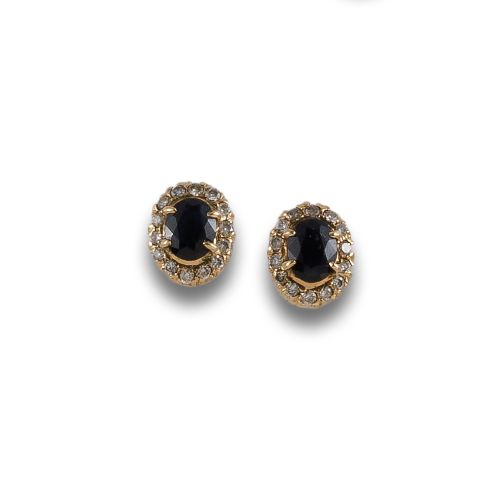 PENDIENTES DE ORO, ZAFIROS Y DIAMANTES
