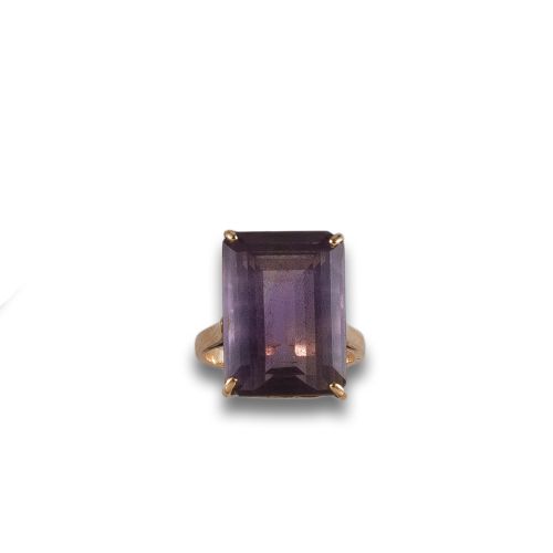SORTIJA ORO ROSA 14 K Y AMATISTA