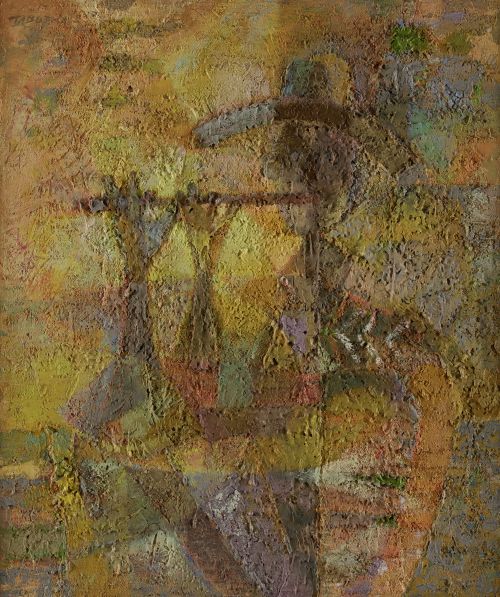 ROMEO VILLALBA TABUENA, "Flautista", 1969, Técnica mixta so