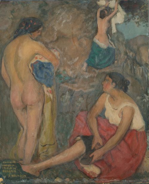 EUGENIO HERMOSO, "Boceto para El baño de las Zagalas", c.19