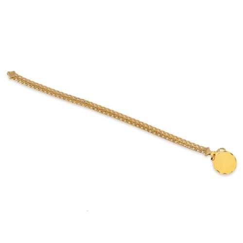 PULSERA DE ESLABONES BARBADOS CON MEDALLA DE ORO 