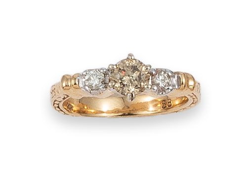 SORTIJA TRESILLO DE ORO BICOLOR Y DIAMANTES
