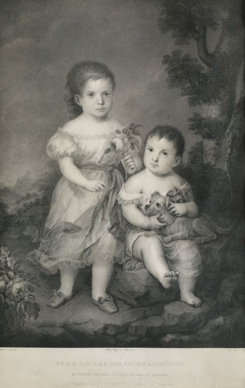JOSÉ GUTIÉRREZ DE LA VEGA, "Retrato de Isabel II y su herma