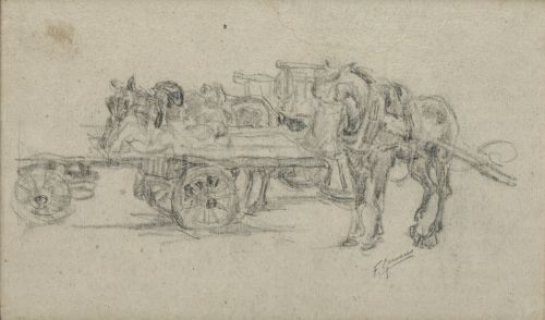 FRANCISCO GIMENO ARASA, "Carretas", Lápiz sobre papel
