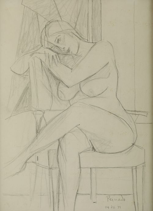JOAQUÍN PEINADO VALLEJO, "Desnudo femenino", 1971, Lápiz so