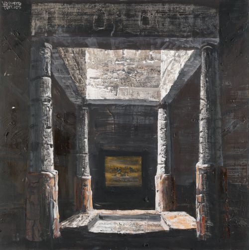 JOAQUÍN VAQUERO TURCIOS, "Patio de Pompeya", Óleo sobre lie