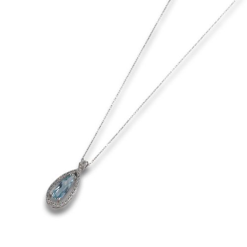 COLLAR DE ORO, AGUAMARINA Y DIAMANTES