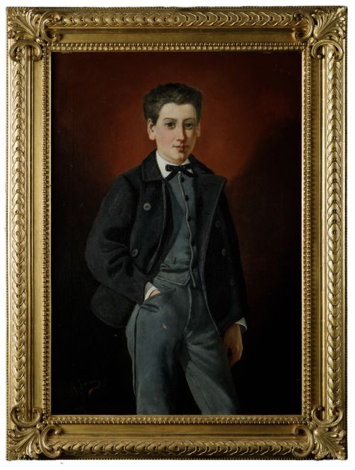 MANUEL FERRAN BAYONA, "Retrato de joven", Óleo sobre lienzo
