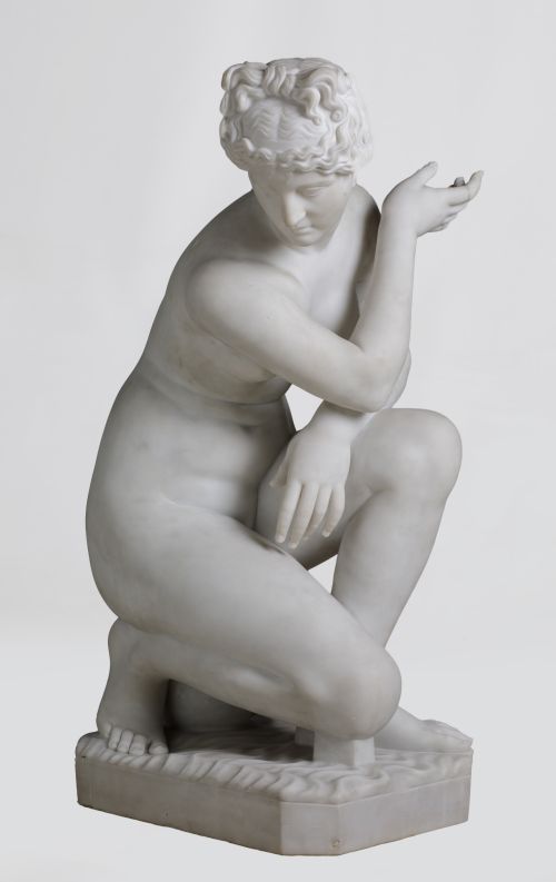 ESCUELA ITALIANA, "Venus de Lely", Escultura de mármol bla
