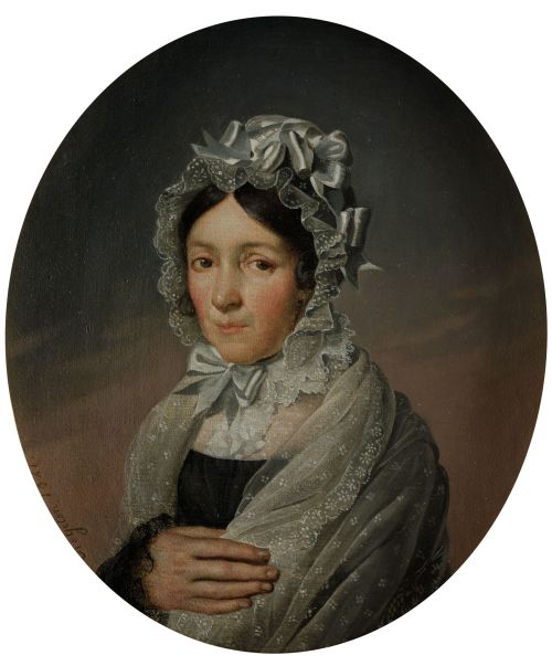 JOSE MATHIAS NEGELEN, "Retrato de dama", 1821, Óleo sobre l