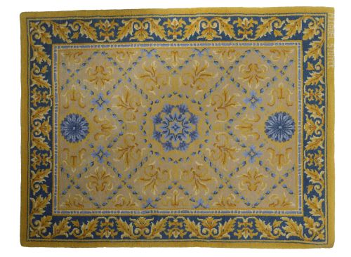 Alfombra española de lana anudada a mano diseño de antigua