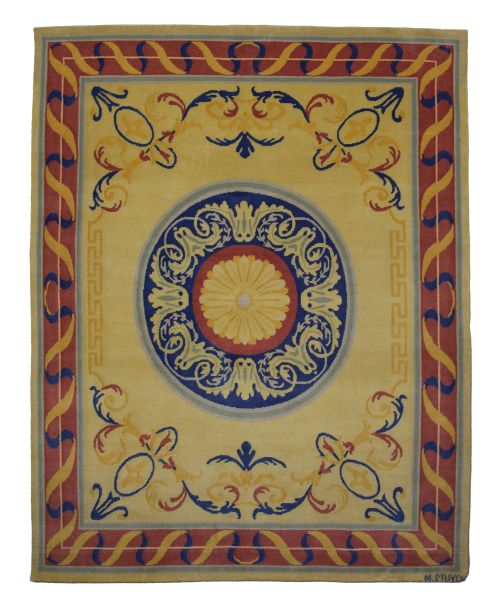 Alfombra española diseño Carlos IV de lana anudada a mano,