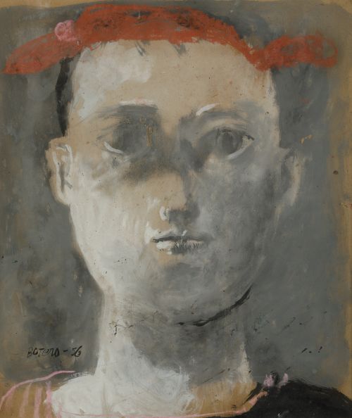 FERNANDO BOTERO, "Cabeza de hombre", 1956, Gouache y pastel
