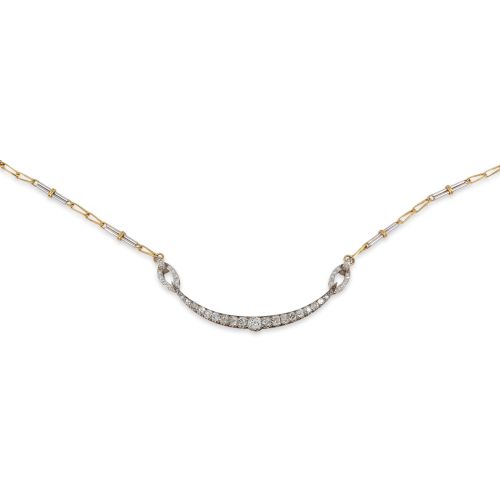 COLLAR DE ORO BICOLOR DE 18K CON CENTRO DE DIAMANTES