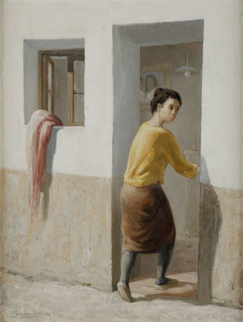 MANUEL  MINGORANCE ACIEN, "Entrando en su casa", 1988, Óleo