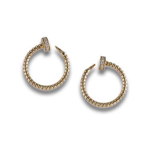 PENDIENTES CRIOLLAS DE ORO Y BRILLANTES