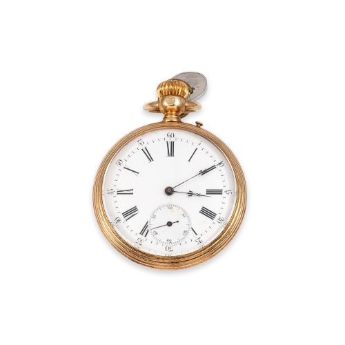 RELOJ DE BOLSILLO DE DOBLE FAZ METAL DORADO