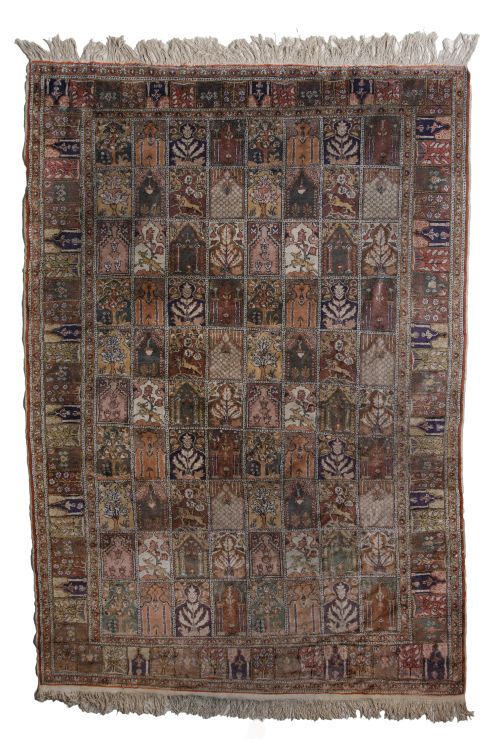 Alfombra persa de oración de lana anudada a mano