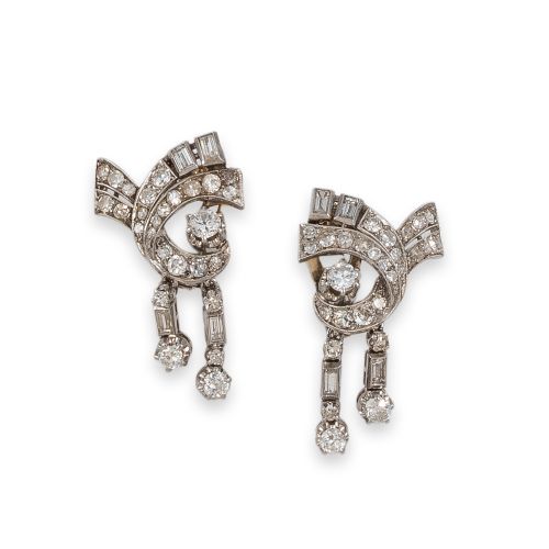 PENDIENTES DE PLATINO Y DIAMANTES