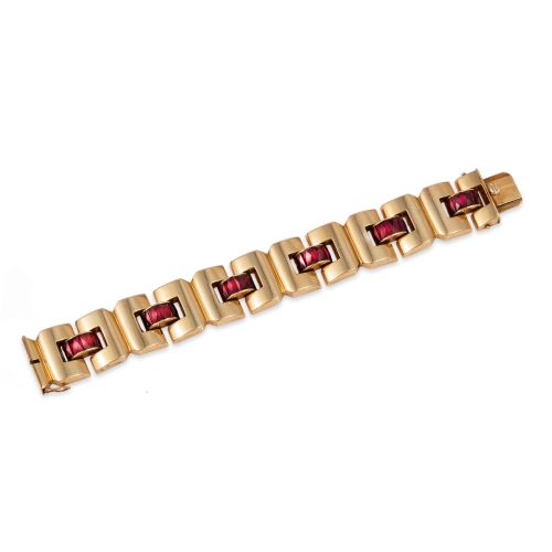 BRAZALETE DE ORO Y RUBÍES SINTÉTICOS