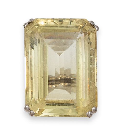 SORTIJA DE ORO BLANCO CON CUARZO LIMÓN