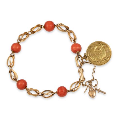 PULSERA DE ORO Y CORAL