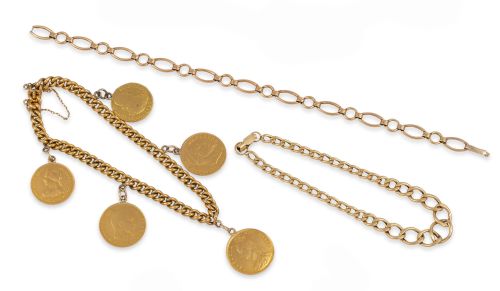 LOTE DE TRES PULSERAS DE ORO 