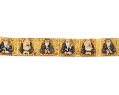 BRAZALETE DE ORO CON LOS DIOSES DE LA FORTUNA