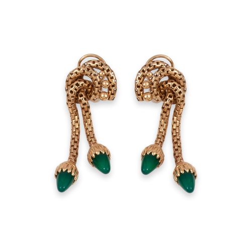 PENDIENTES RETRO DE ORO Y CRISOPRASAS