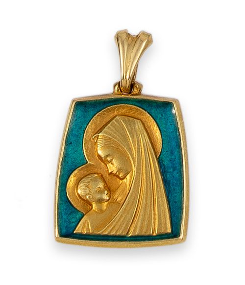 MEDALLA DE LA VIRGEN DE ORO Y ESMALTE.