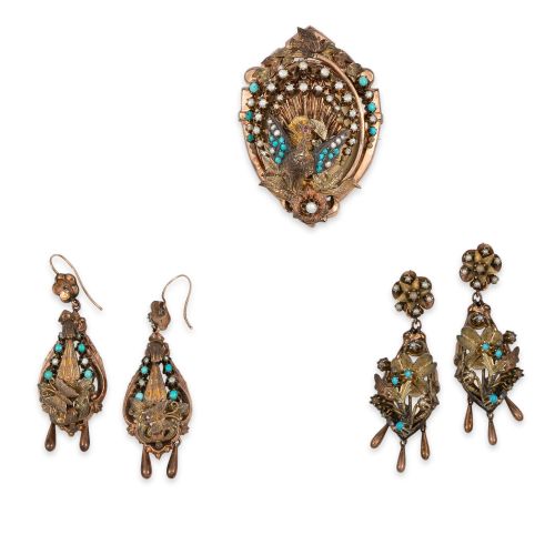 ADEREZO ISABELINO DE ORO, PLATA, PERLAS Y TURQUESAS