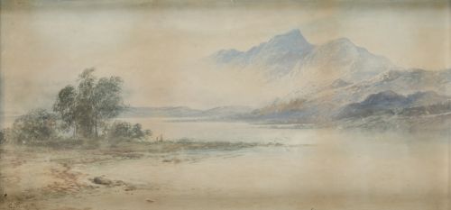 CASIMIRO SAINZ Y SAINZ, "Paisaje montañoso", Acuarela sobre