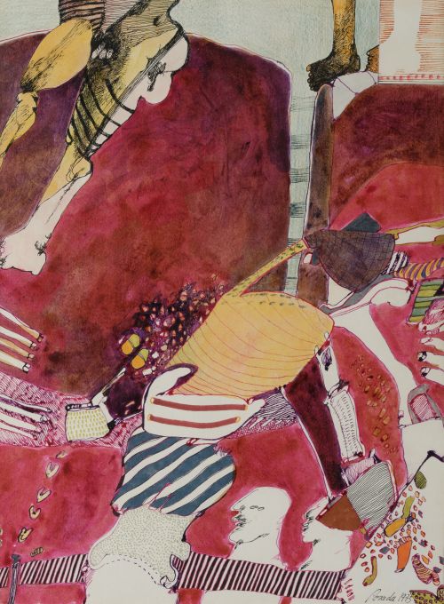 ANTONIO POSADA, "Sin título", 1973, Técnica mixta sobre pap