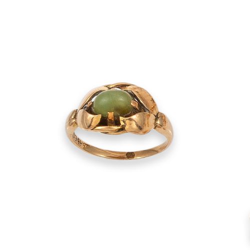 SORTIJA DE ORO DE 14K CON GEMA VERDE
