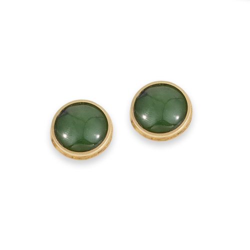PENDIENTES DE ORO DE 14K CON GEMA VERDE