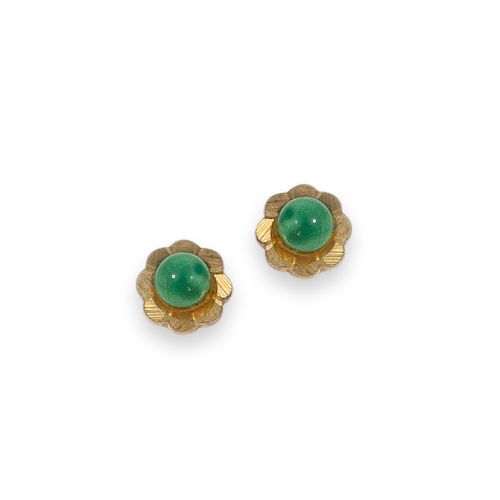 PENDIENTES DE ORO DE 9K CON GEMA VERDE