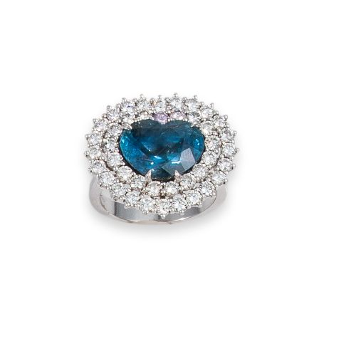 SORTIJA DE ORO, ZAFIRO CERTIFICADO Y DIAMANTES