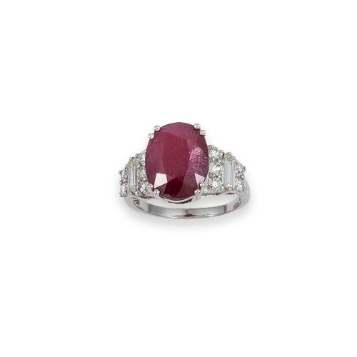 SORTIJA DE ORO CON RUBÍ CERTIFICADO Y DIAMANTES