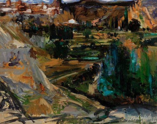 PHILIPPE MONTEAGUDO , "Castielfabib", 1988, Óleo sobre lien