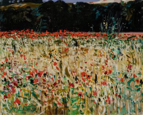 PHILIPPE MONTEAGUDO , "Rojos en la siembra", 1992, Óleo sob