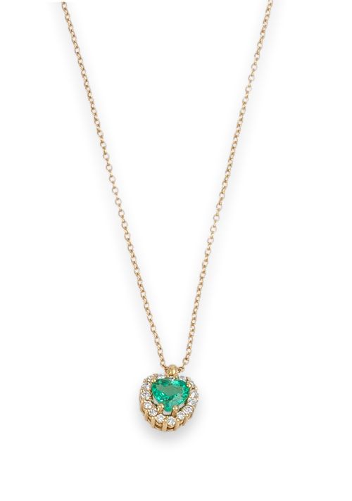 COLLAR DE ORO CON ESMERALDA Y DIAMANTES